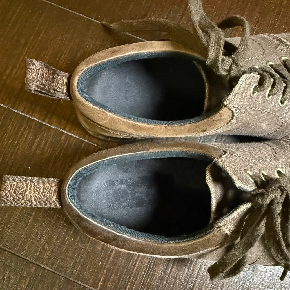Dr. Martens Joseph Brown Canvas Leather Low Top‎ Sneakers Mens 9 Womens 10 42 EU